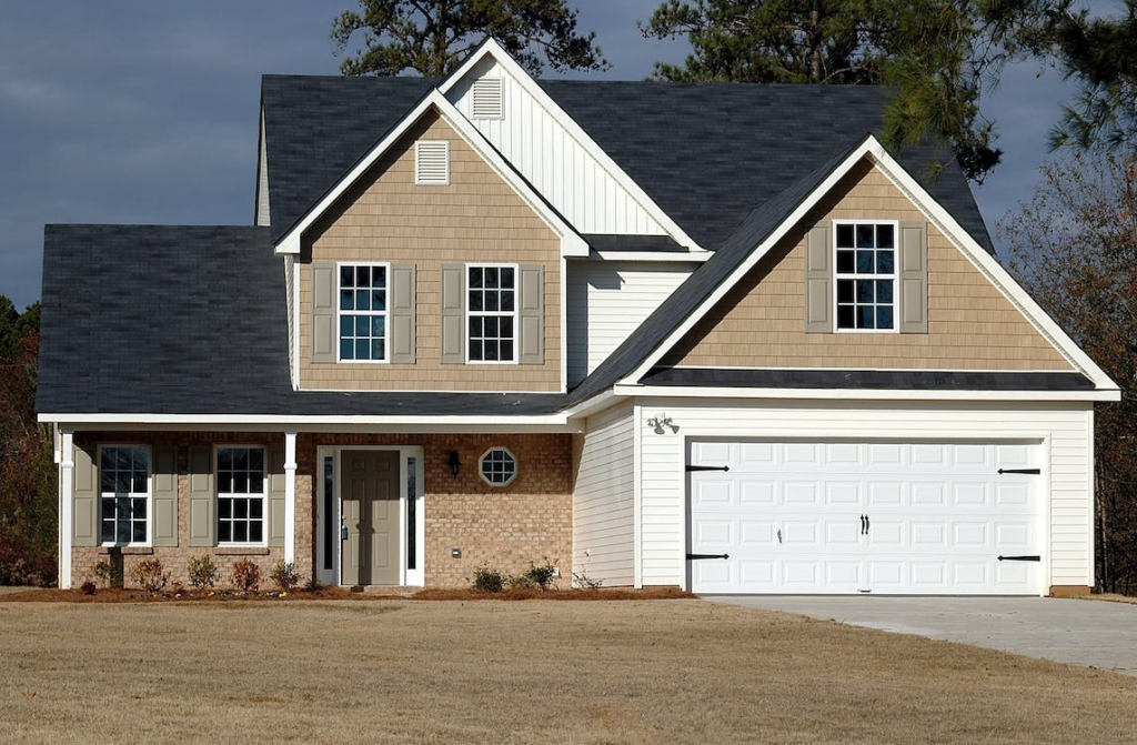 A brown and white wooden home