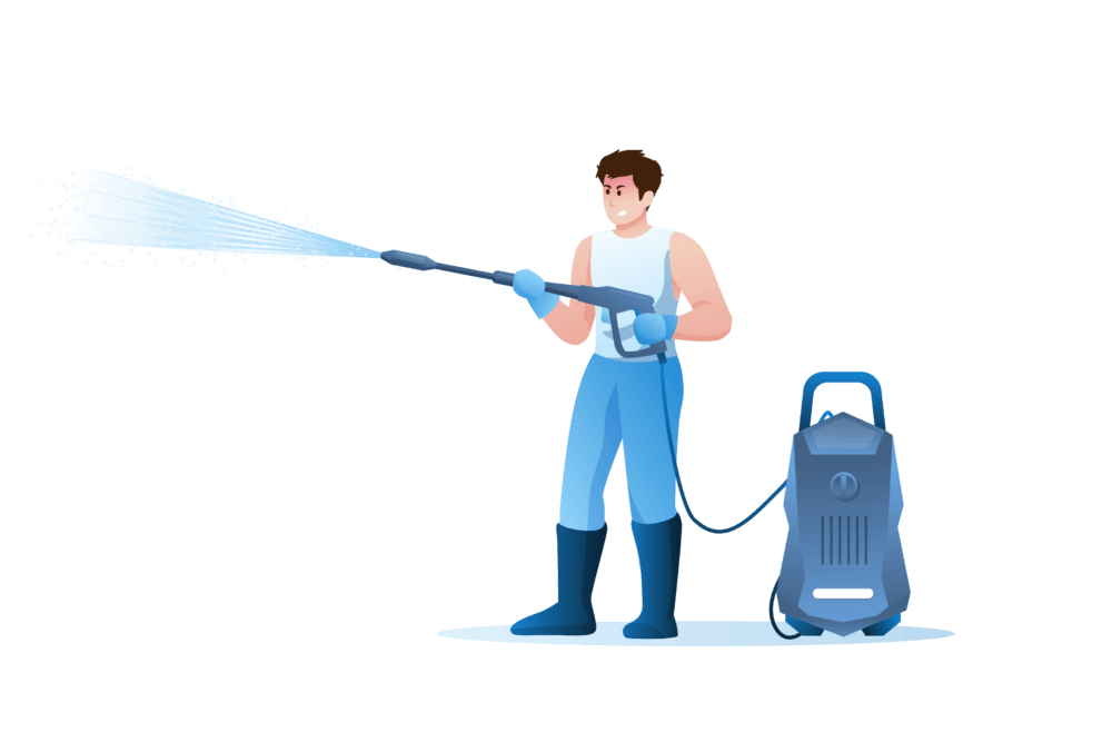  An expert using a soft pressure washer