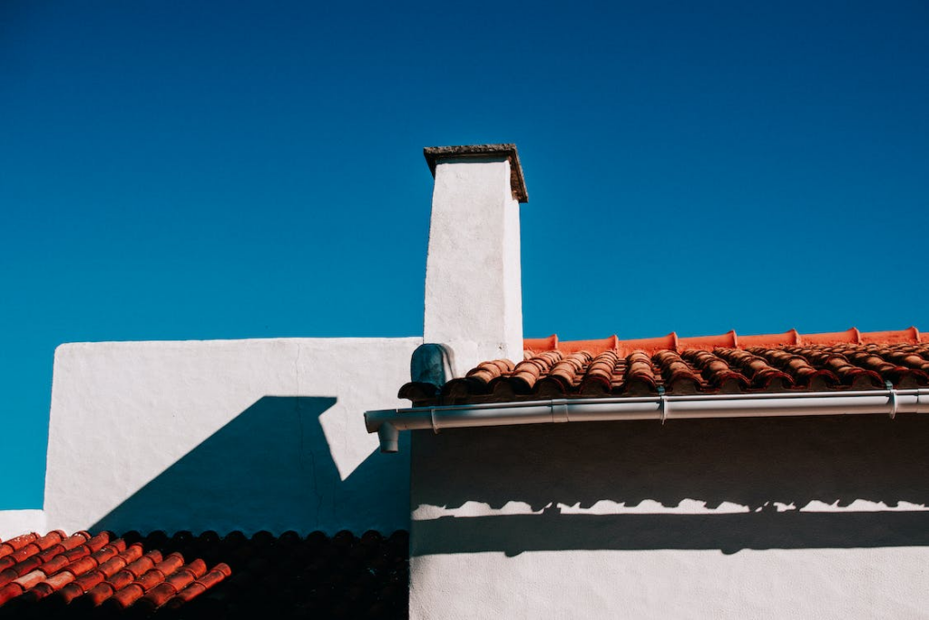 A white-painted chimney